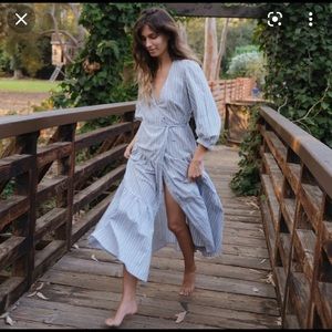 Christy Dawn Noah Dress Washed Ocean Stripe L